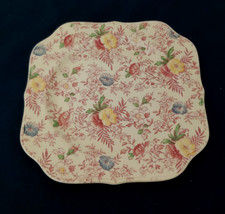 Johnson Brothers Victorian Chintz Plate In Good Condition 7 3/4 Inches Square  m