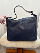 Radley Navy Blue Leather Handbag With Pale Pink Detailing