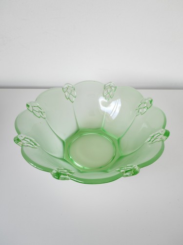 Green pressed glass art - pressed,