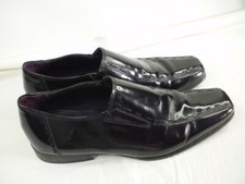  MENS BLACK LEATHER SLIP ON JEFF BANKS LONDON SHOES SIZE UK 9.