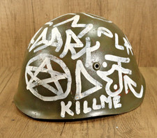 Original Army Helmet - Hand Painted Design - Leather Liner