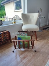 Rare Vintage Magazine Rack 1950's wood and metal and atomic style legs