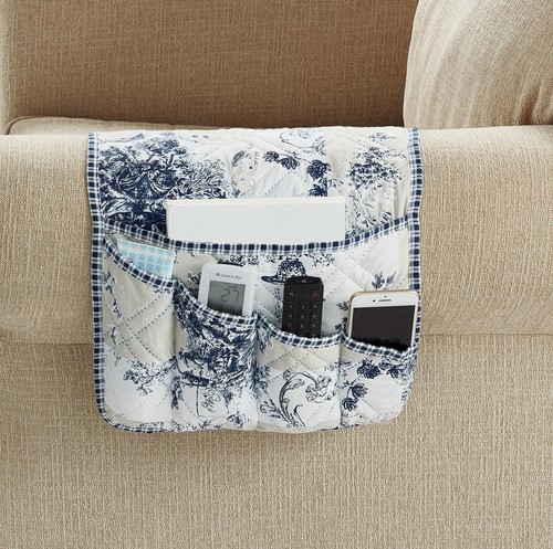 Blue beige toile couch - blue,