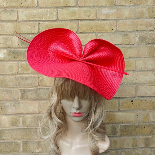 Red fascinator ostrich quill - red,
