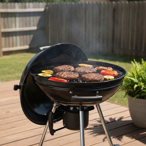 Noir 54cm kettle charcoal bbq - noir,