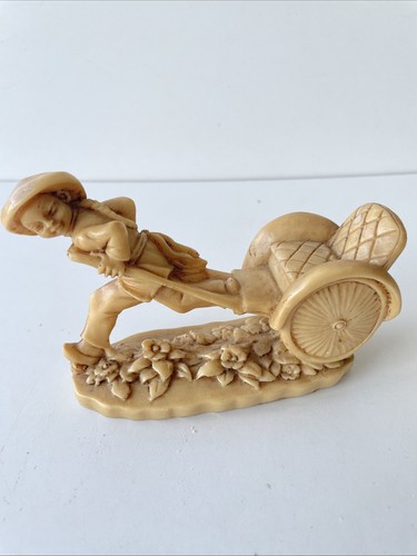Resin chinese boy pulling - resin,