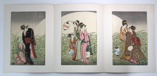Utamaro woodblock reprint - woodblock,