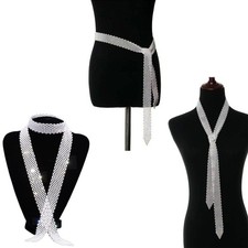 Black/White Rhinestone Tie  for Dance Stage Show Performance Party Prom