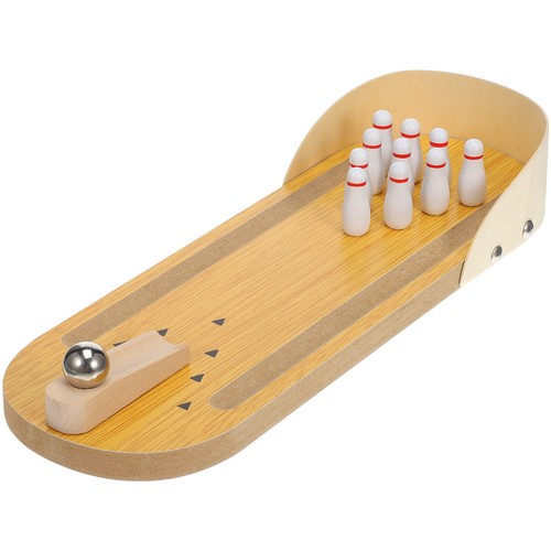 Mini wooden bowling toy - wooden,