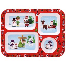Christmas Kids Tray Dinner Lunch Plate Melamine  Santa Tableware Little Stars