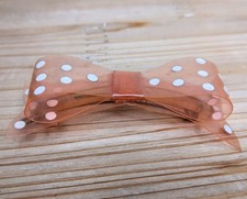 20s 30s Vintage Celluloid Hair Slide Clip Bow Barrette Pink Peach Spotty