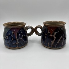 Pair of Diana Worthy Mugs Aprrox 3.25” tall Crich Stoneware Pottery 
