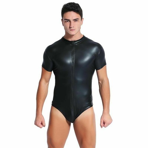 Men wetlook faux leather - faux,
