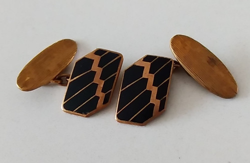 Art deco enamel cufflinks - deco,