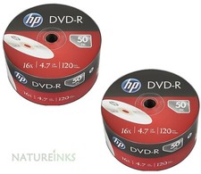 100 Genuine HP DVD Media NON Printable DVD-R 16x 4.7GB 120 mins Blank Discs