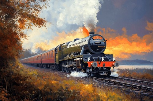 Steam train canvas - train, picture