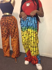 Ankara African Print Palazzo Wide-Leg Trousers with Elastic Waist