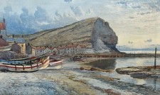 JOHN SYER Cowbar Nab Staithes North Yorks. Antique Original Watercolour Painting