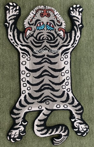 Grey tiger skin rug - tiger,