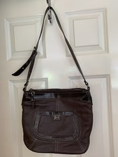 STONE MOUNTAIN BROWN SOFT LEATHER SHOULDER BAG HANDBAG GOOD USED