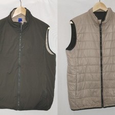 Kit and Ace Quilted Puffer Reversible Vest Olive Green Tan Polyester Blend Large