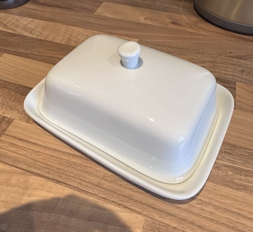 White ceramic butter dish - ceramic,