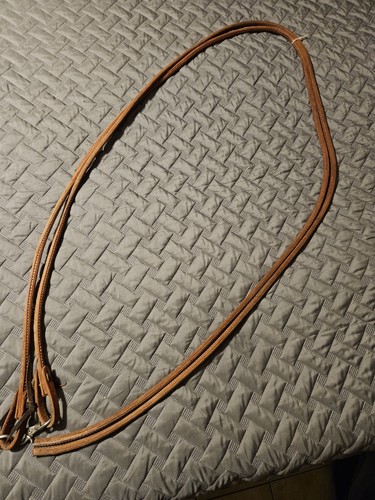 Rolled leather western reins - rolled,