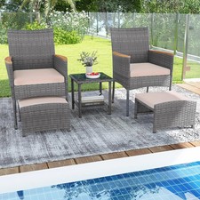 5PC Rattan Patio Set Chairs