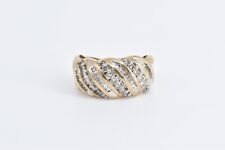 10K 1.00 Ctw Round & Baguette Diamond Twist Band Ring Yellow Gold *12