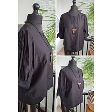 H&M Ladies WOMENS short shirt blouse top Puff sleeve Preppy Trend 14 16 L NEW