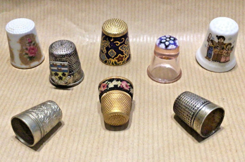 Eight vintage thimbles - vintage,