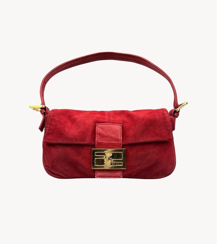 Fendi red suede baguette - red,