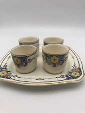 Art Deco Egg Cups on tray, Whieldon Ware by F. Winkle & Co Bakewell