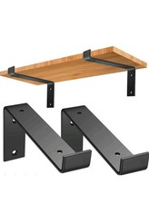 Set Of 2 Heavy Duty Scaffold Board Floating Shelving Brackets 22cm In Black