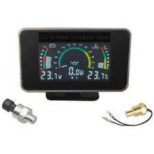 3 in 1 LCD Car Digital Oil Pressure Gauge Voltmeter Water Temp Meter 1/8 NPT Oil