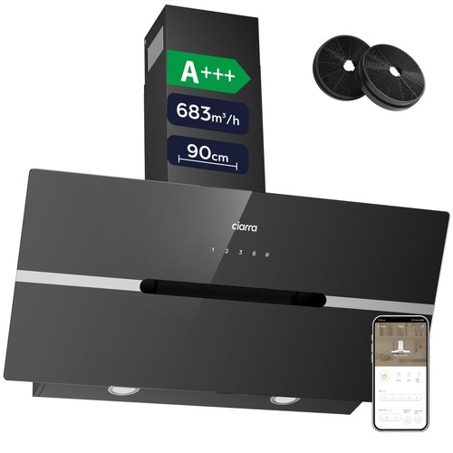 Ciarra black angled cooker - angled,