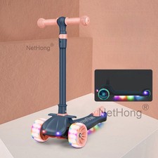 Adjustable Kids Scooter 3 wheels Kids Kick Push Flashing Led Light Up For Gift