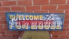 Vintage Wooden Hand Painted Fairground Sign (Welcome To The Fun House)