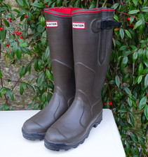 Hunter Balmoral Neoprene UK Size 7 Adjustable Wellington Boots Brown Wellies