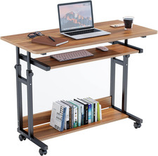 Dripex Mobile Computer Desk with Wheels, Height Adjustable for Small Spaces