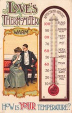 MIXED OLD COMIC POSTCARD LOVES THERMOMETER  GOOD  GOOD PLUS VERY GOOD