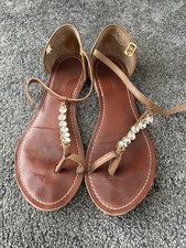 Next Ladies Brown Diamonte Sandals - Size: 6