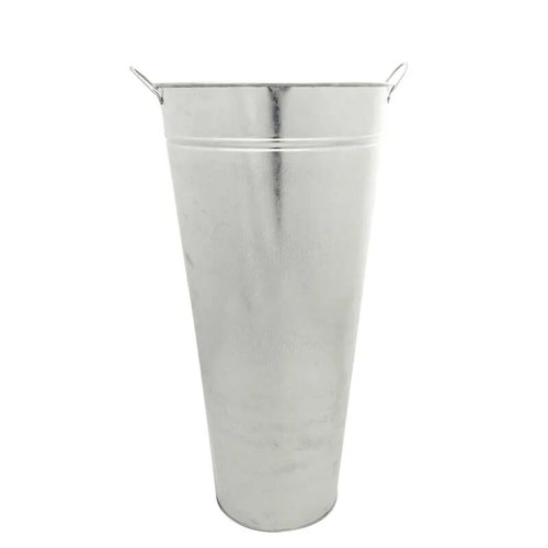Galvanised metal silver vase - galvanised,