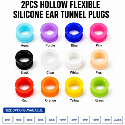 2pcs silicone ear tunnel - silicone,