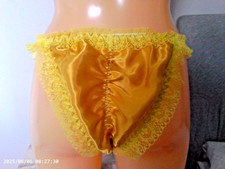 Sissy yellow gold satin tanga