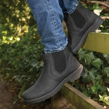 Stone Creek Mens Boots Black Adults Chelsea Ankle Gripped Cushioned Atlas SIZE