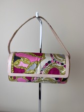 Pucci Vintage Bag by Jana 60s Silk with Leather Trim Small Evening Bag Pink