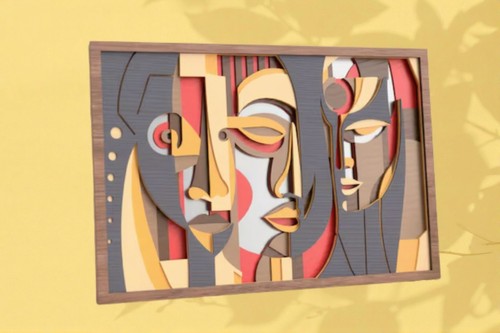 Layered wood abstract - layered, faces