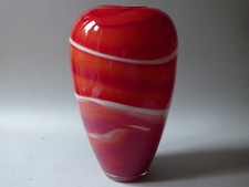LARGE TALL HEAVY COLLECTABLE ITALIAN MURANO ART GLASS FLAMBE LAVA FLOWER VASE
