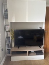 IKEA Besta White TV Bench Unit with 2 Drawers Besta Wall Unit with Storage/Dvd
